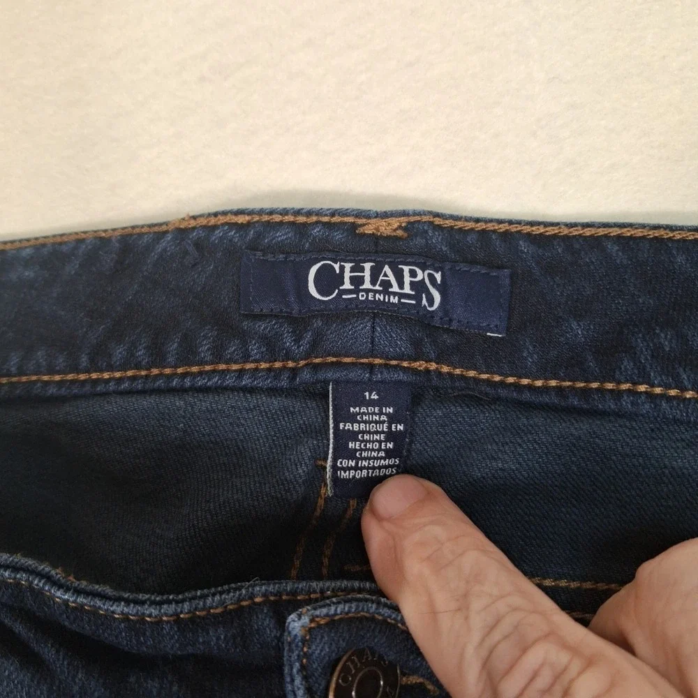 Chaps Denim Jeans Womens 14 Blue Straight Leg Dark Wash Stretch Classic